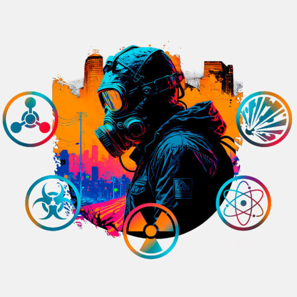 Illustration of geometric shapes abstractly representing the CBRNE WMD course.